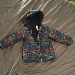Little Me Dino Puffer Jacket - Fleece Lined 3T